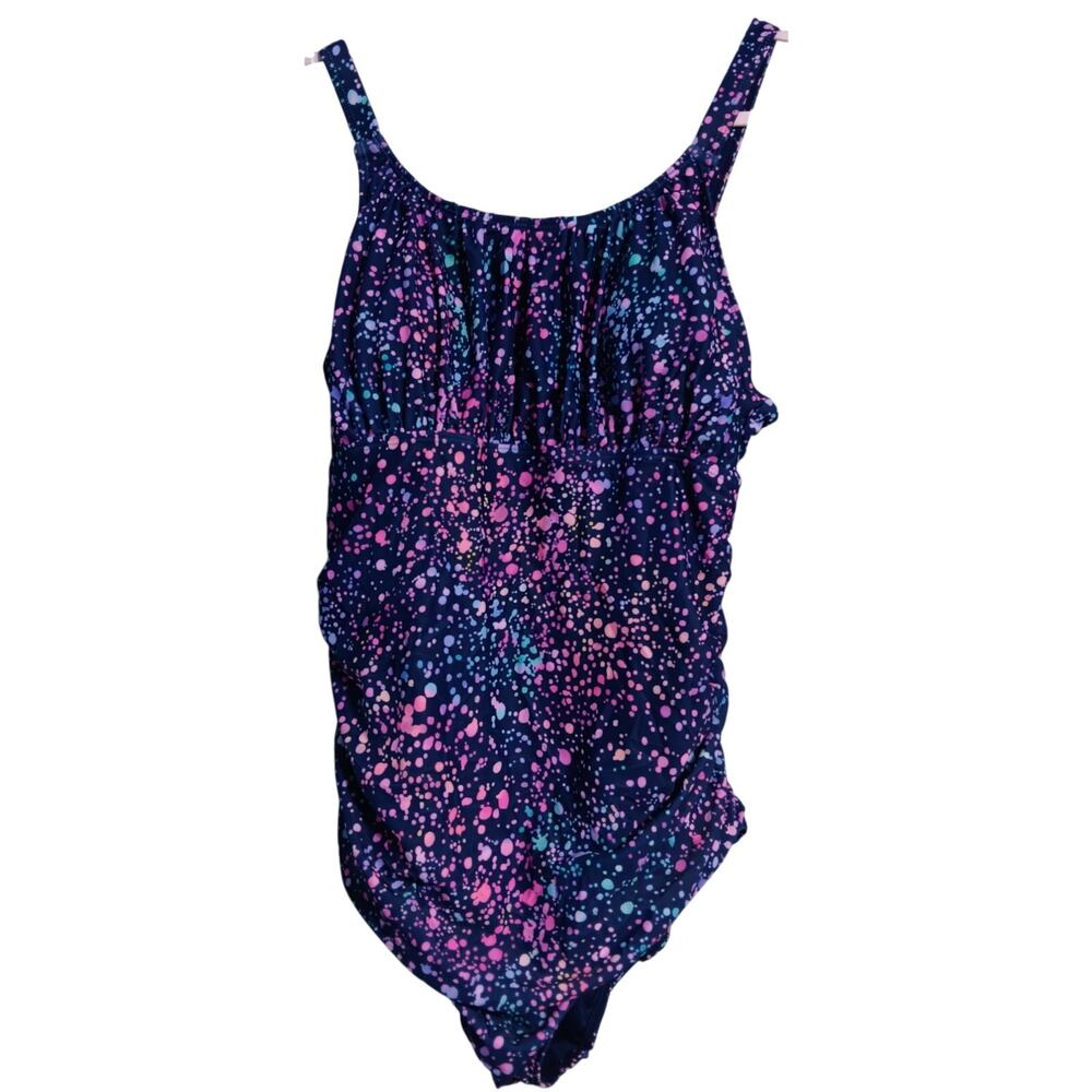Daci One Piece Bathing Suit NEW Blue w Blue/Pink Specsl 14W w Attached Skirt